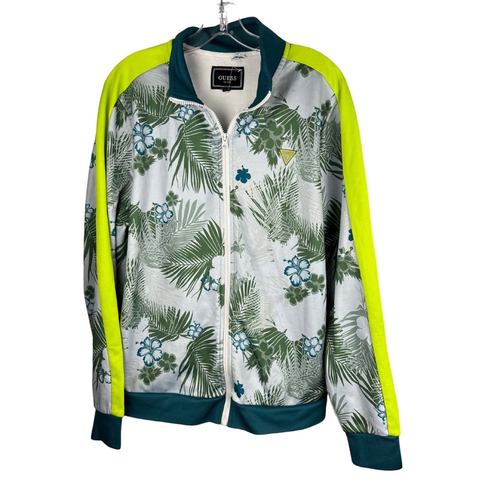 Guess tropical zip up track jacket M neon summer activewear casual unisex